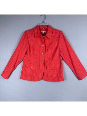 Coldwater Creek Quilted Textured Jacket Coat Women Size P10 Orange 100% Cotton